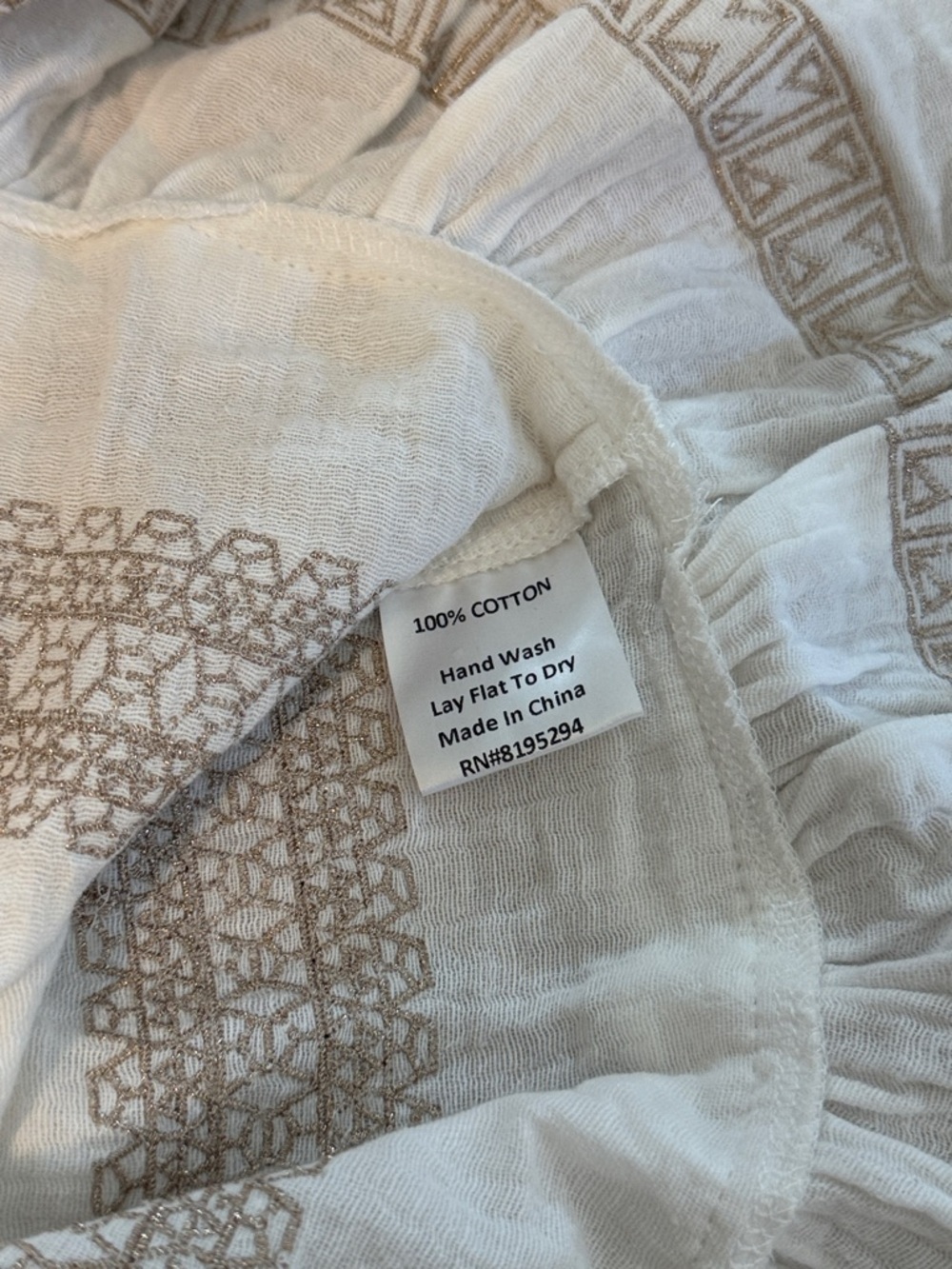 NWT JoFLOWER boutique bohemian cottagecore cream embroidered gold floral maxi S - Picture 6 of 6